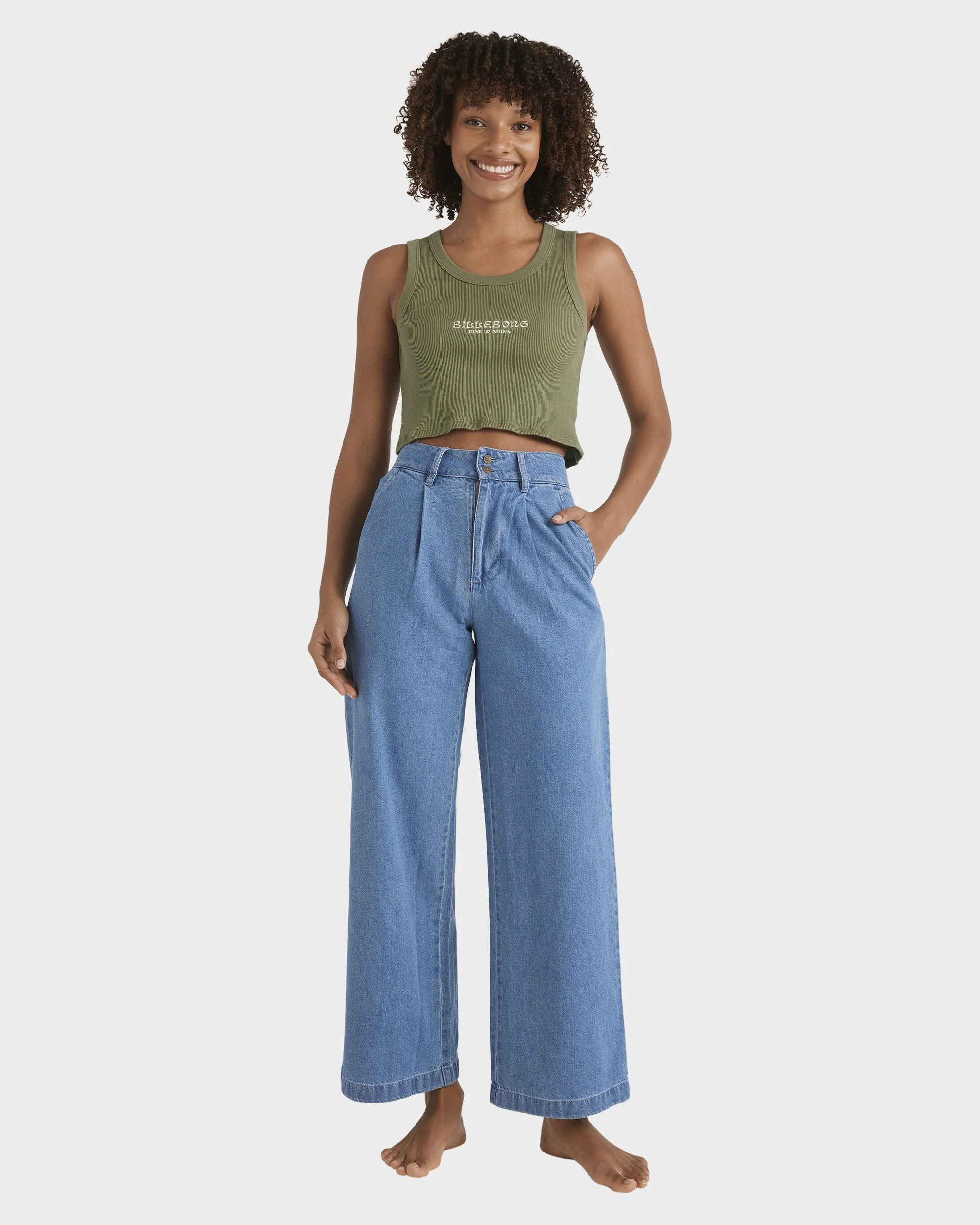 Womens Wave Washed Denim Jeans - Image 5