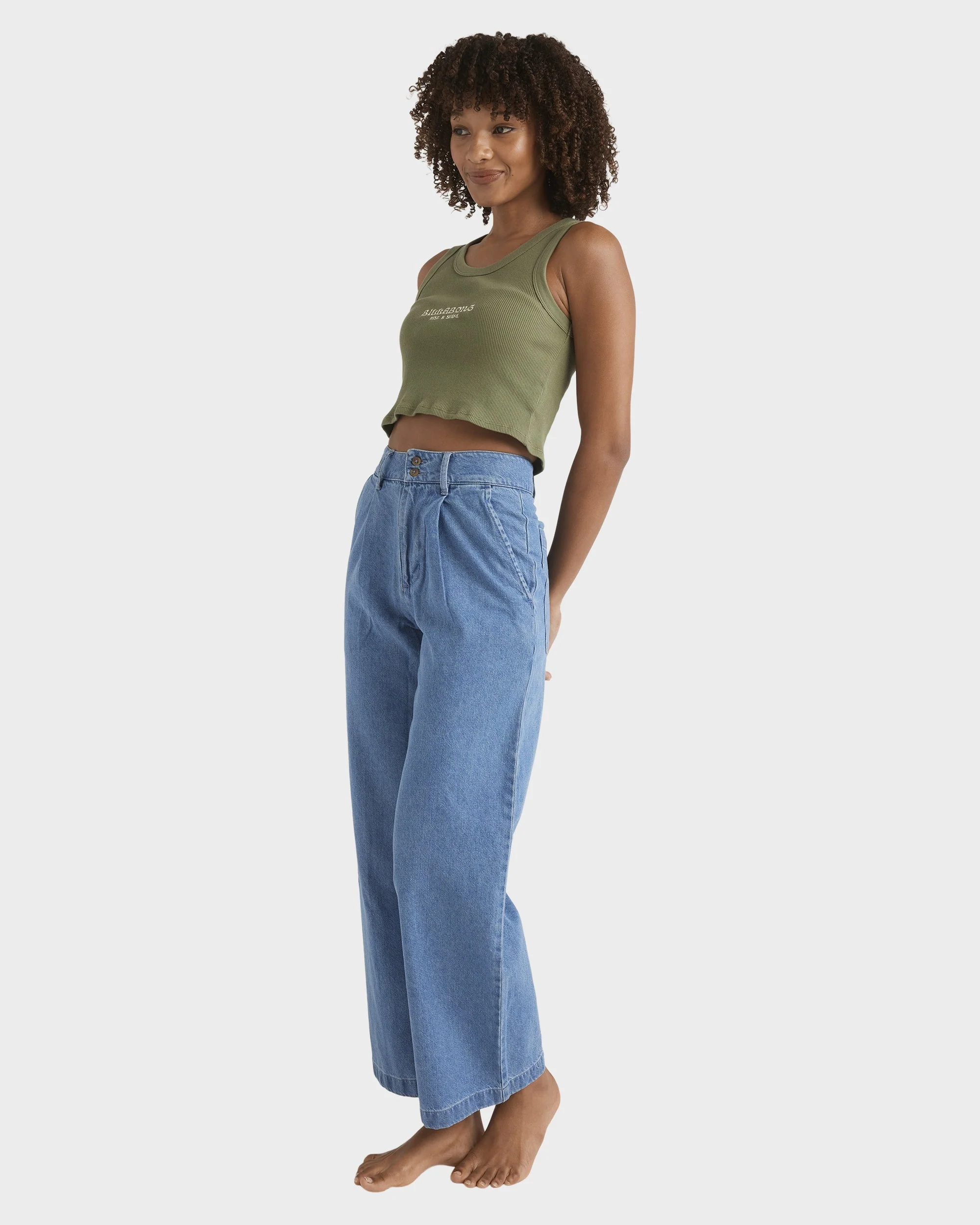 Womens Wave Washed Denim Jeans - Image 6