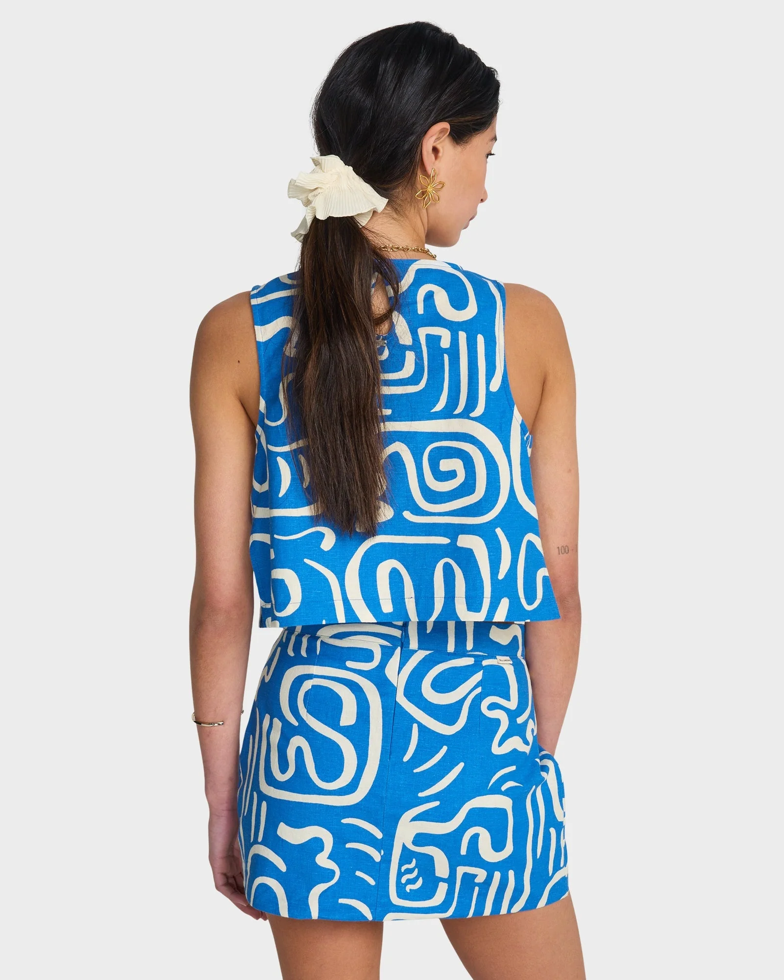 Womens Wave Washed Printed Mini Skirt - Image 3