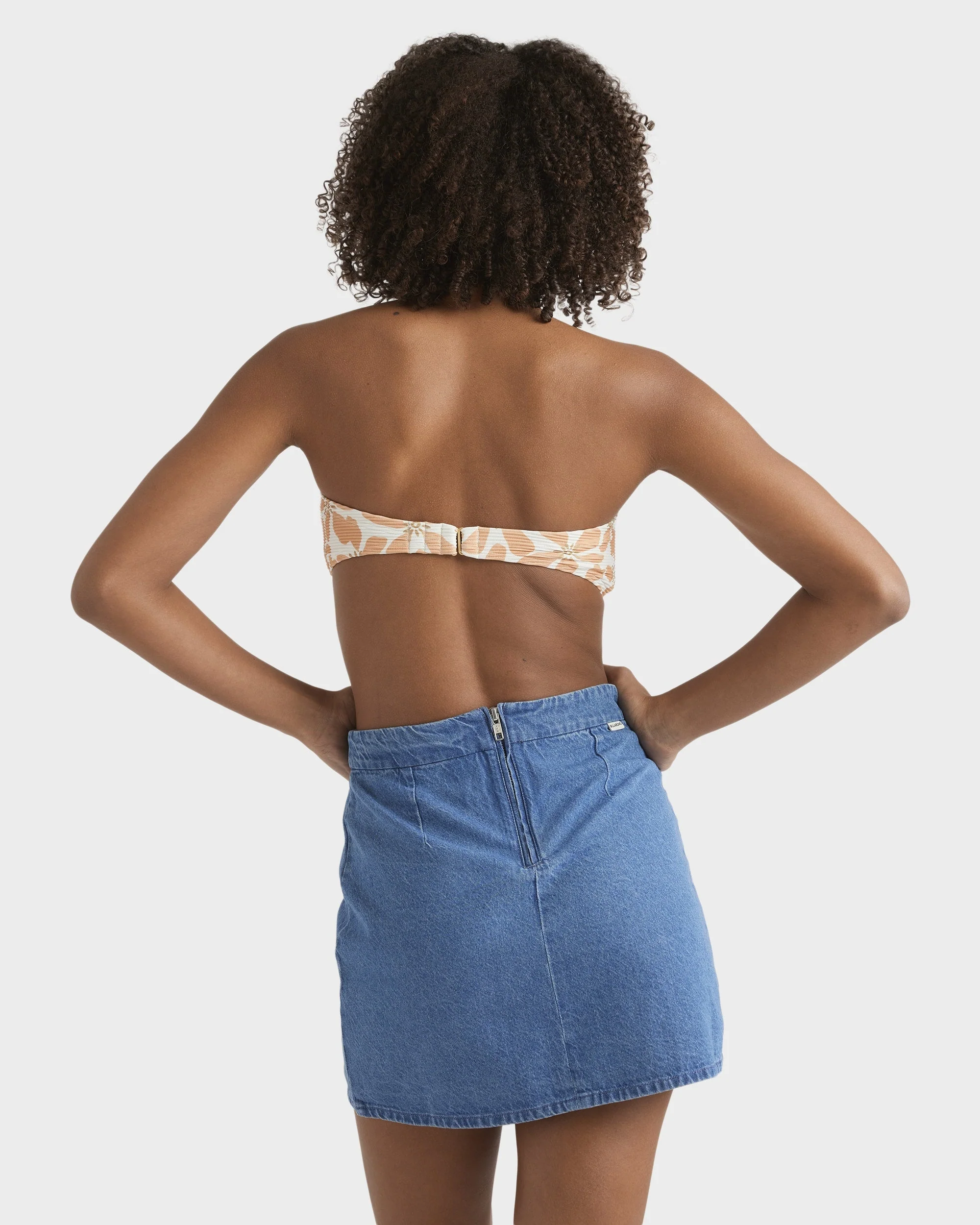 Womens Wave Washed Denim Skirt - Image 2