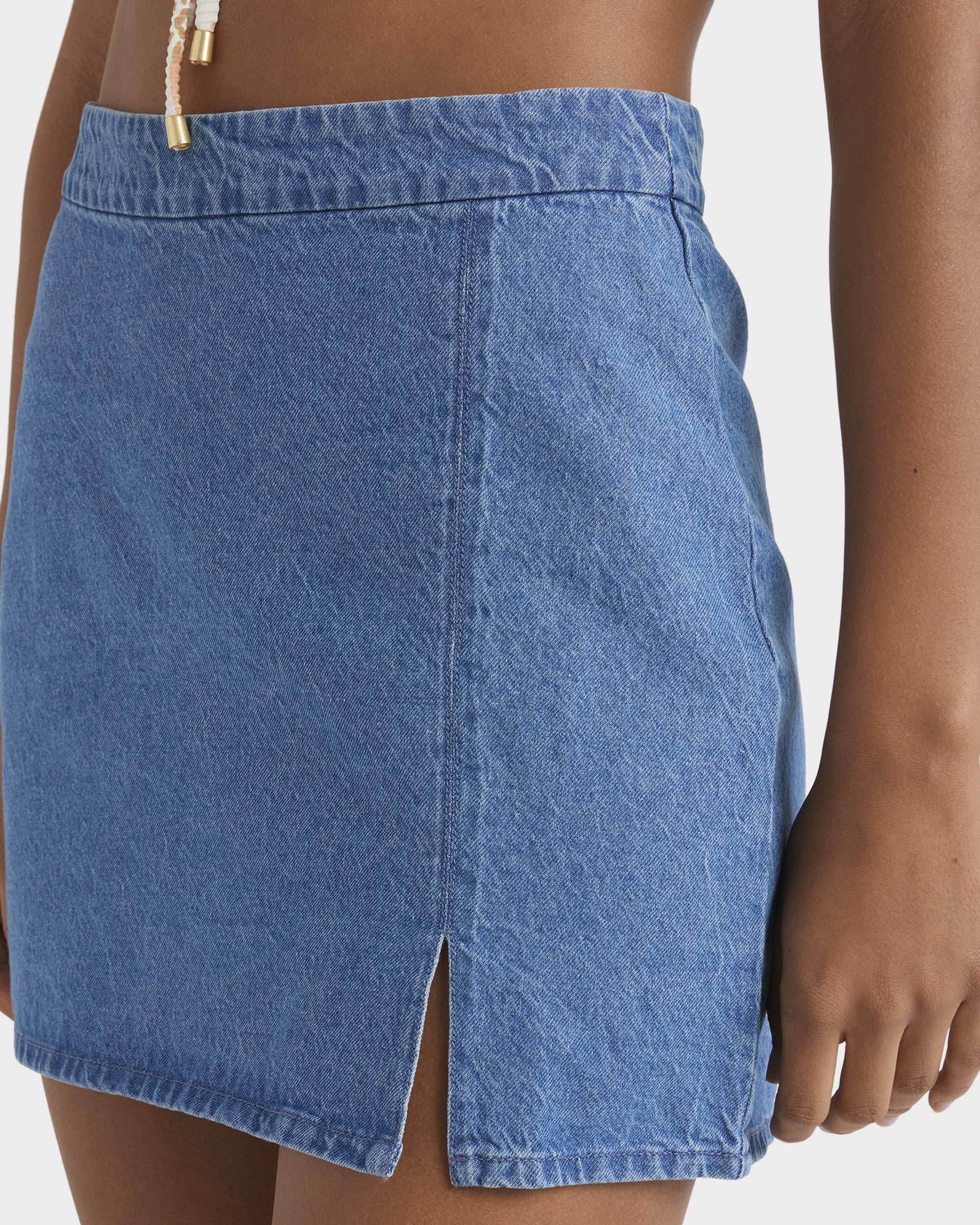 Womens Wave Washed Denim Skirt - Image 4