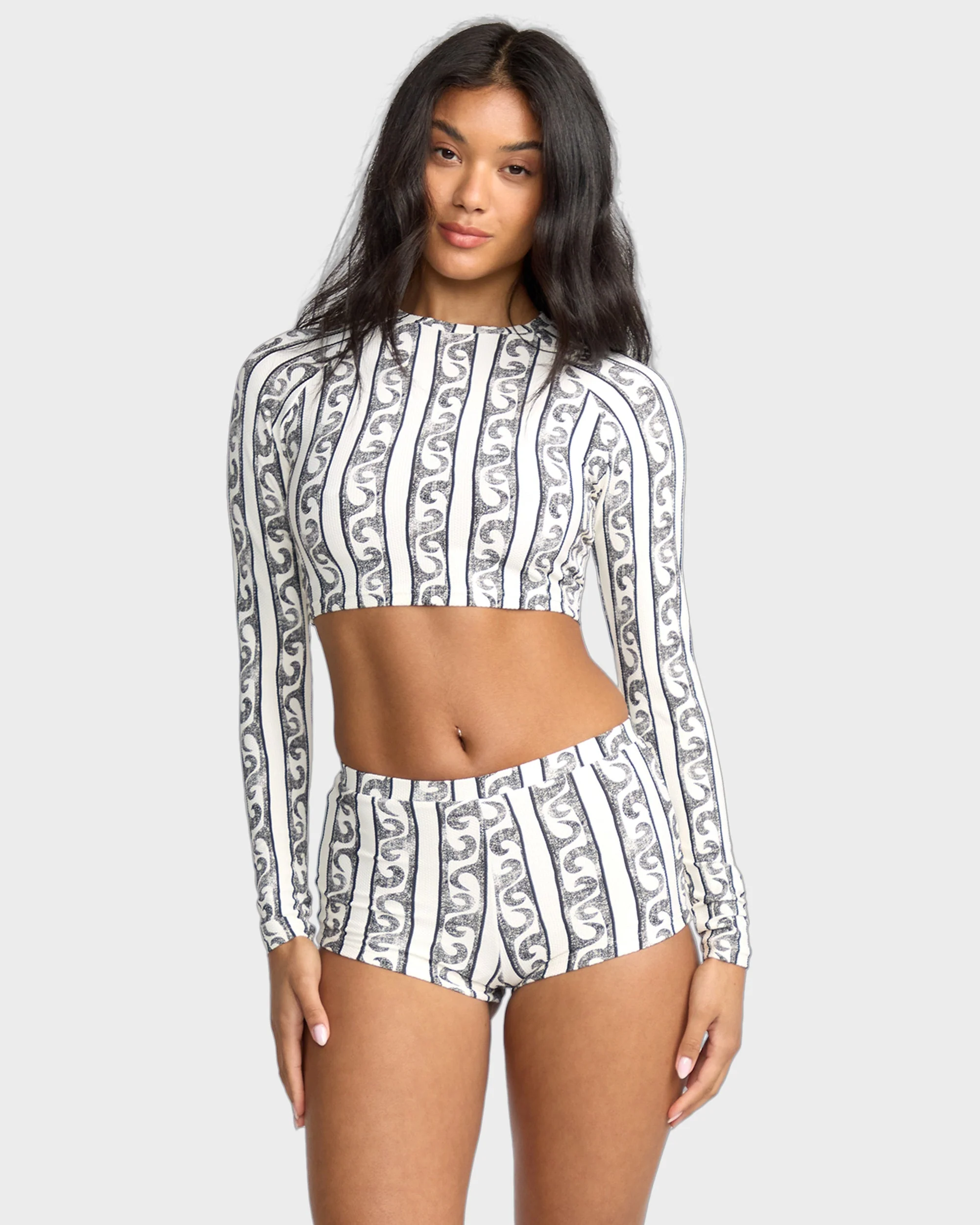 Womens Wave Watcher Crop Long Sleeve Rash Vest - Image 2