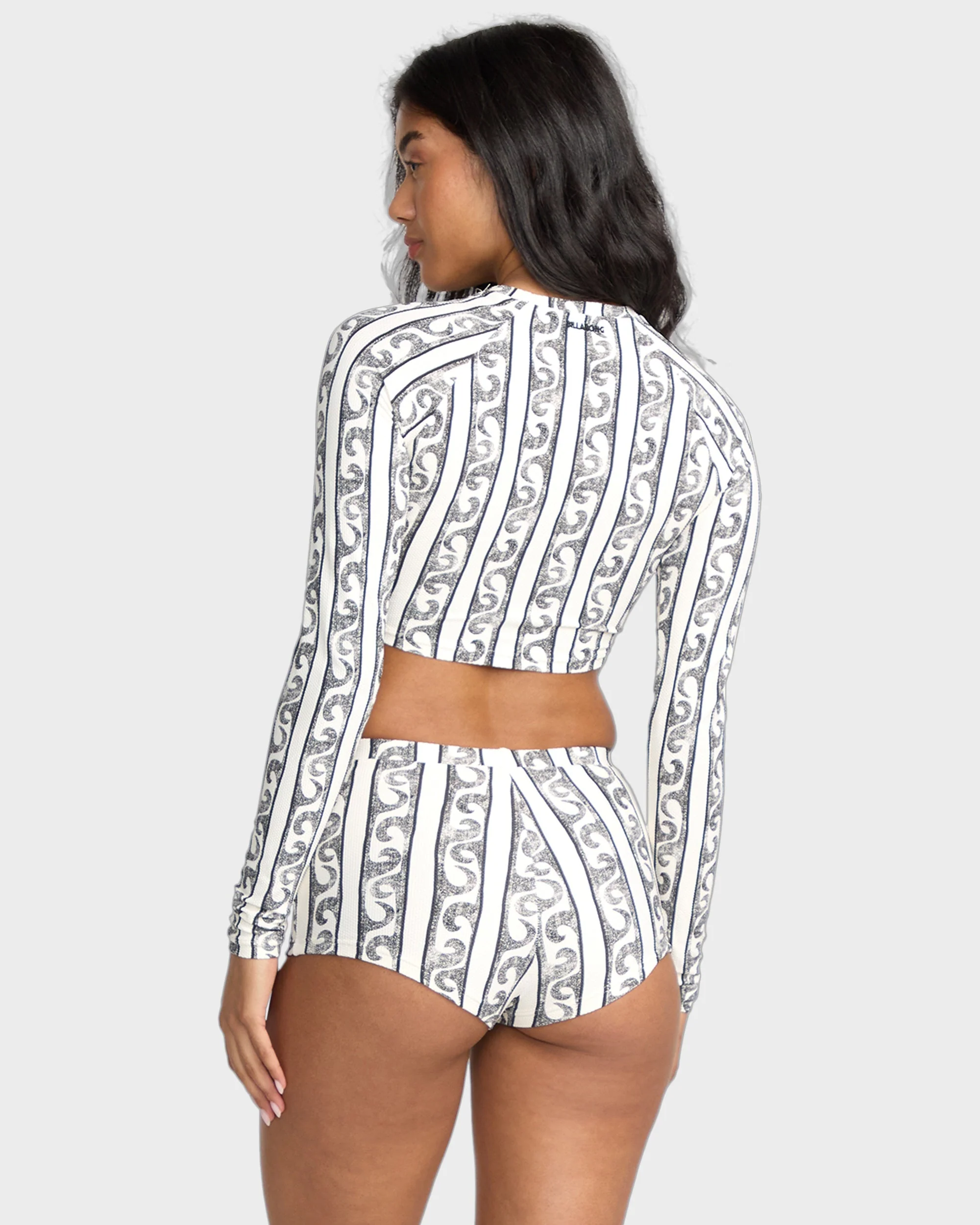 Womens Wave Watcher Crop Long Sleeve Rash Vest - Image 3