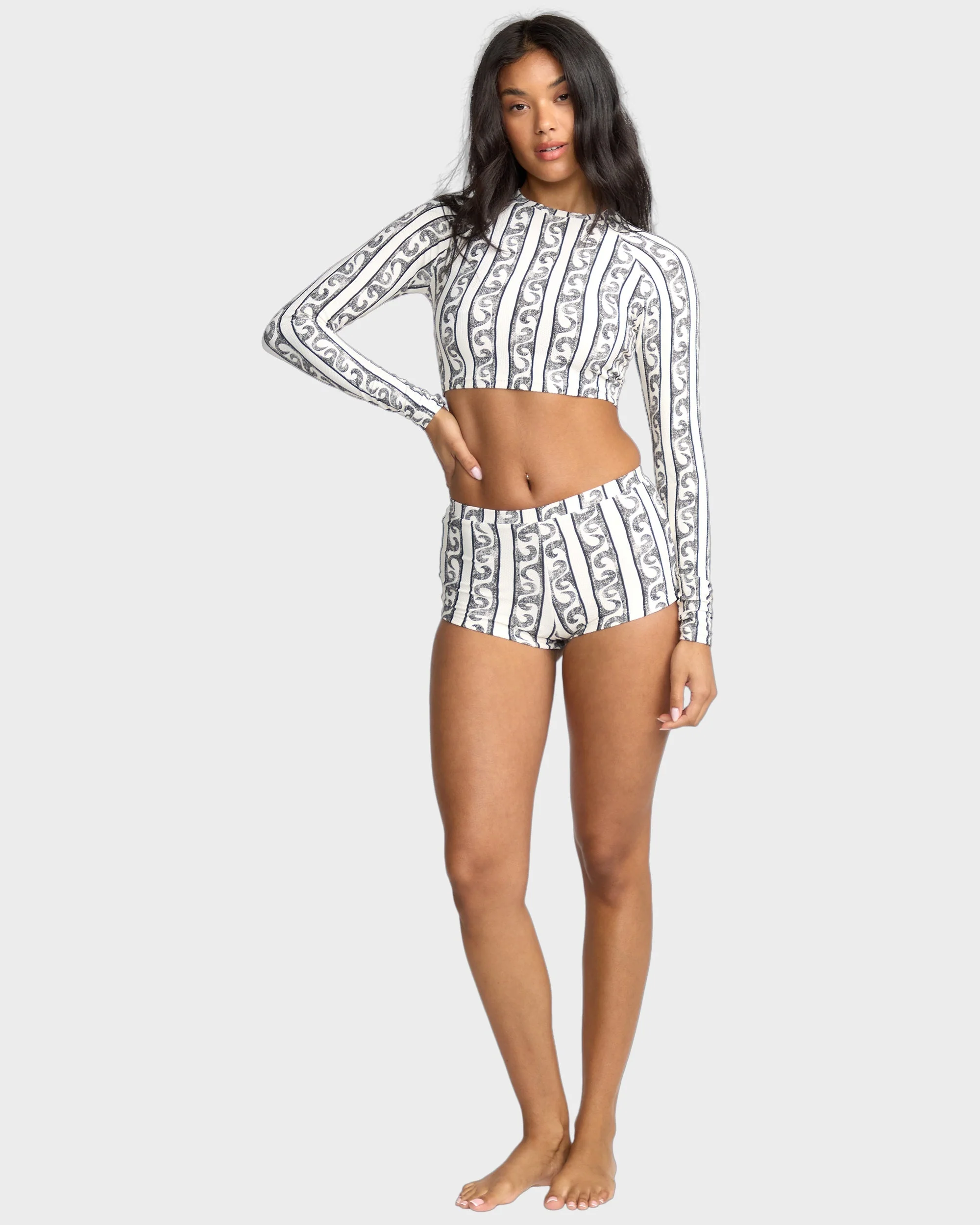 Womens Wave Watcher Crop Long Sleeve Rash Vest - Image 6